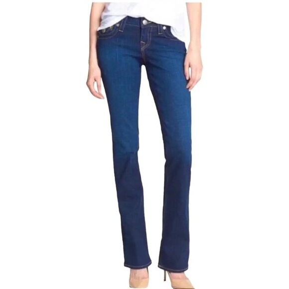 True Religion Becky Bootcut Jeans Low-Rise Y2K Dark Wash Denim Size 28 - Picture 1 of 13